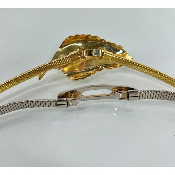 Vintage Belt Bundle Sz XS/S Stretchy Snake Belts Lot of Silver Tone Gold Leaf - Picture 6 of 8